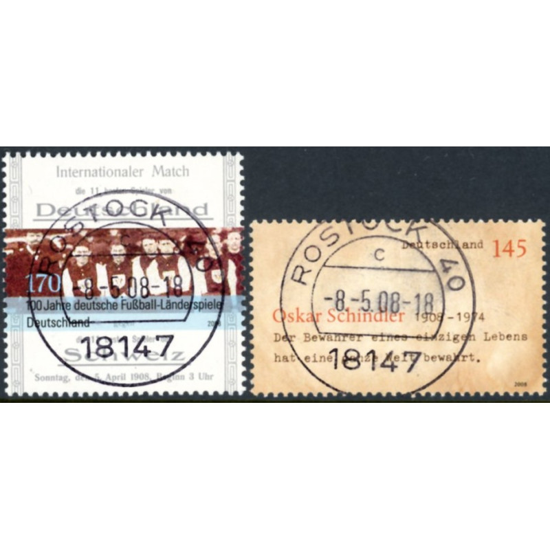 Tyskland. 2008. Fodboldlandshold og Schindler. AFA nr. 3554-55 **      (o)