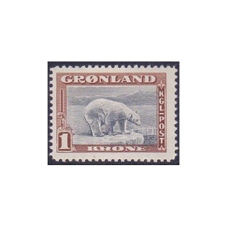 1945. Amerikaudgaven, 1 kr., AFA nr. 14 postfrisk