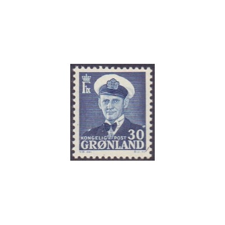 1953. Kong. Fred. IX. 30 Øre blå, postfrisk