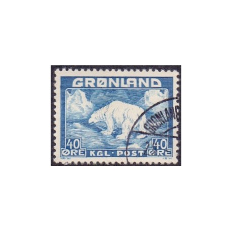 1946. 40 Øre. Isbjørn. AFA nr 27 stemplet