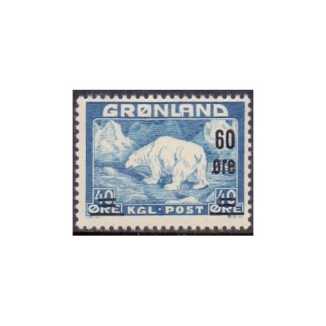 1956. Provisorier 60/40 Øre. AFA nr. 37 postfrisk