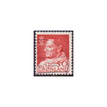 1965. 50 Øre. Kong Fred. IX AFA. nr. 65 stemplet
