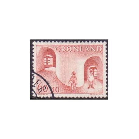 1968. 60+10 Øre. Børnesagen i Grønland (Cz. Slania) AFA. nr. 70 stemplet