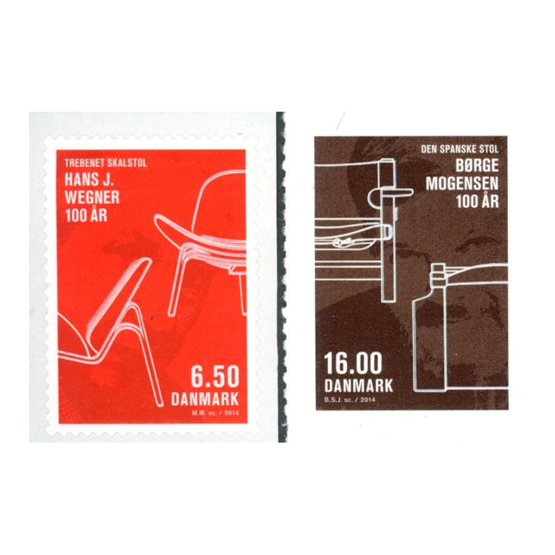 2014. Danske design. Wegner og Mogensen. AFA nr. 1773-74 postfrisk   Stemplet FDC