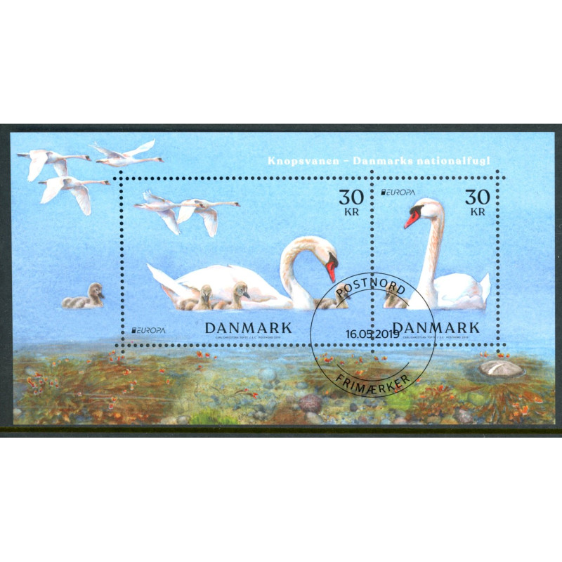 2019. Europa. Knopsvane, miniark. AFA nr. 1972A ** (o) Stemplet FDC