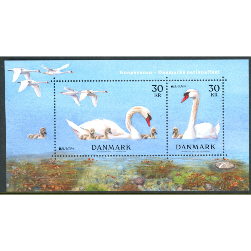 2019. Europa. Knopsvane, miniark. AFA nr. 1972A ** (o) Stemplet FDC