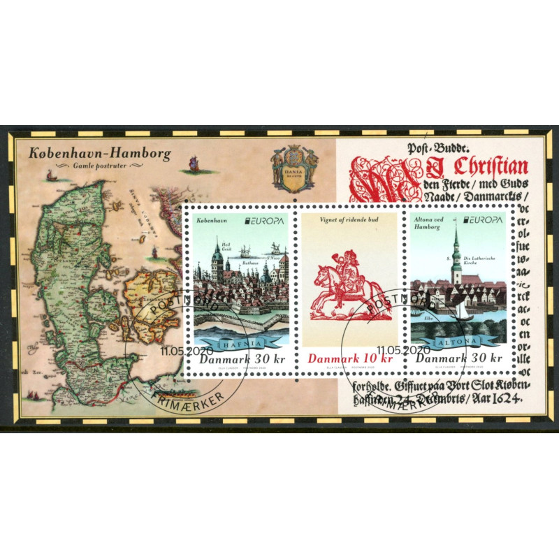 2020. Europa. Gamle postruter, miniark AFA nr. 2007 **              (o) postfrisk    Stemplet FDC