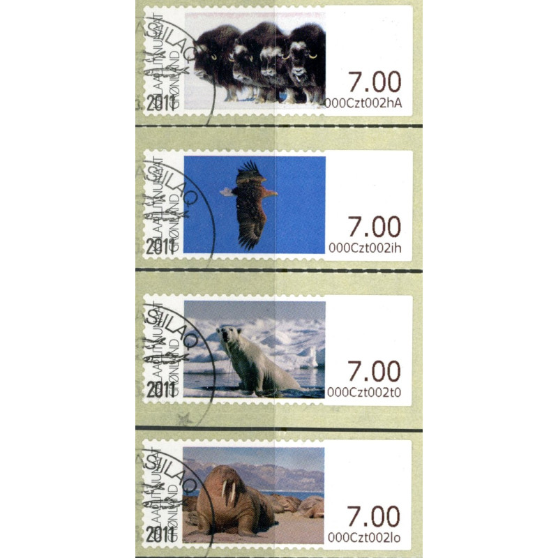 Grønland. 2011. Grønlands fauna, komplet sæt **     , stemplet