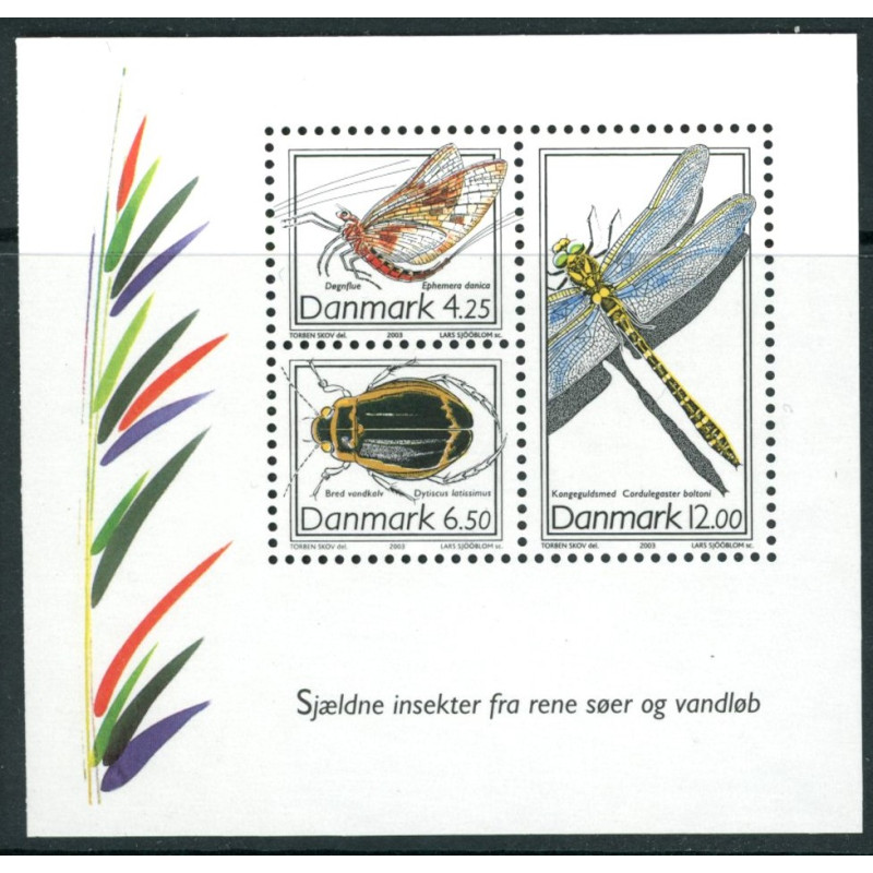 2003. Indsekter, Miniark med variant: Mgl. sort farve i siv. AFA nr. 1355x **              Stemplet FDC