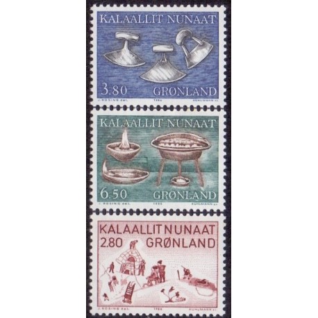 1986. Brugskunst, og Thuleliv AFA nr. 165-7 postfrisk
