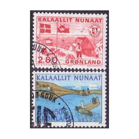 1986. Grønlands Hjemmestyre og Saqqaq Idræt, AFA nr. 163-64 postfrisk