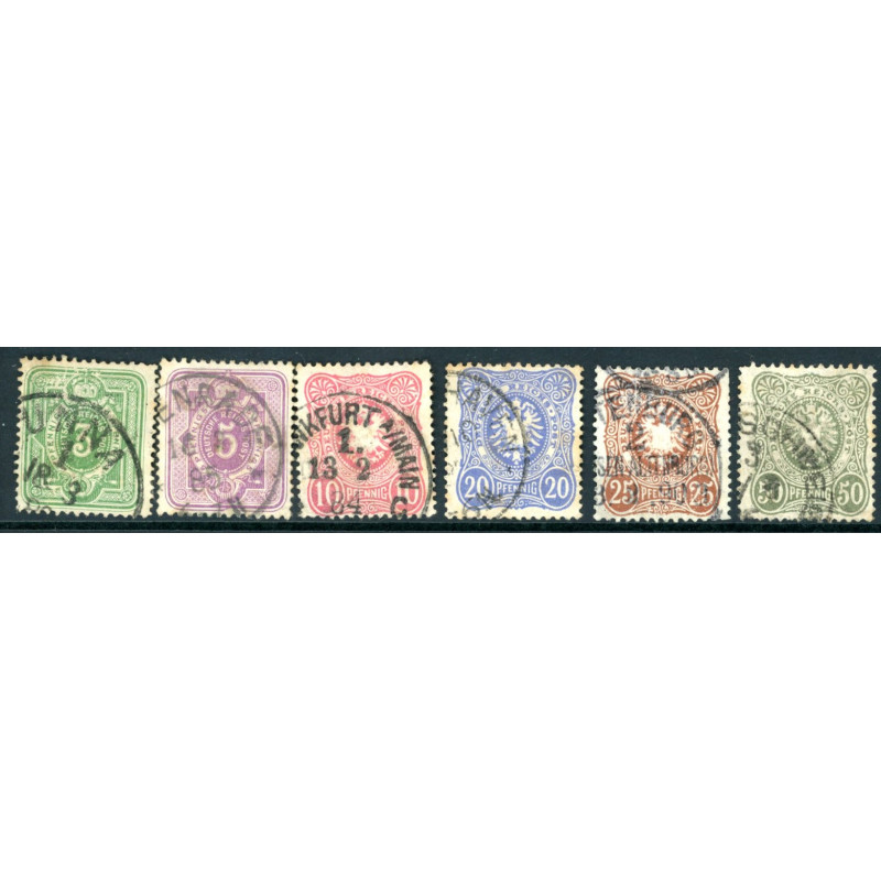 Rige. 1880. Pfennig uden vm, AFA nr. 39-44 *   **/(o)
