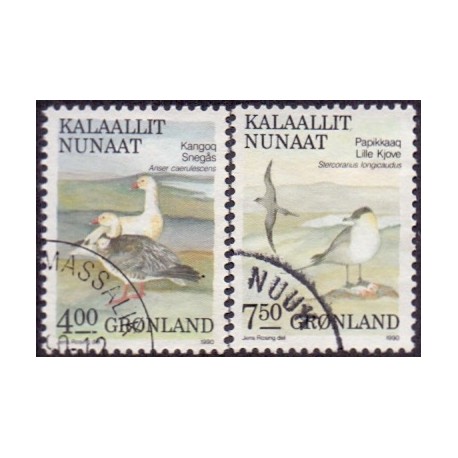 1990, 4,00 0g 7,50 Kr. Fugle IV. AFA nr. 199-200 stemplet