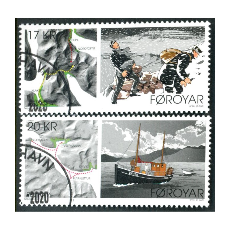 2020. Europa. Gamle postruter. AFA nr. 965-66E **                              , (o) Postfrisk stemplet