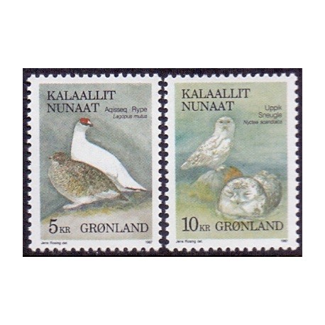 1987. 5 og 10 Kr. Fugle I,  AFA nr. 176-7 postfrisk