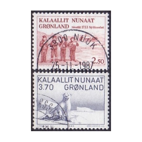 1983-84. Hernnhutstationen samt Karale Andreasen AFA nr. 146-47 postfrisk