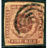 1851. 4 Rbs. Ferslew chokoladebrun, Plade I nr 14. AFA nr. 1