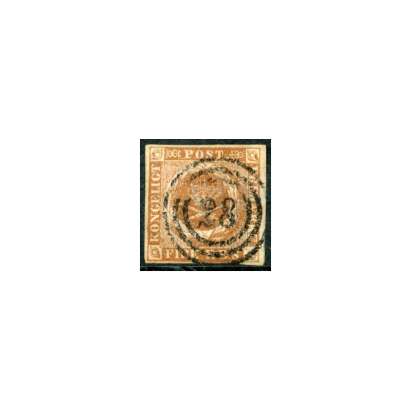 1851 4 Rbs. Thiele, gulbrun, AFA nr. 1 IIIb Attest CAM