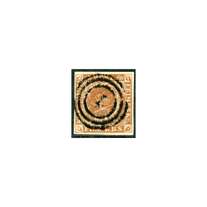 1851 4 Rbs. Thiele, gulbrun, AFA nr. 1 IIIb Attest CAM