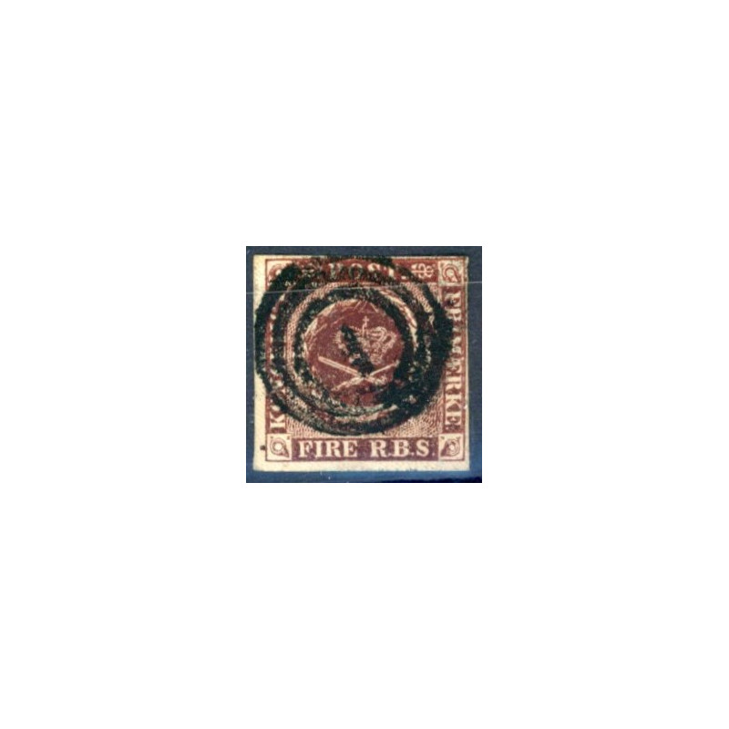 1851 4 Rbs. Thiele, rødbrun, (ikke pladet)