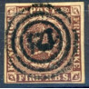 1851 4 Rbs.Thiele IIa sortbrun. (ikke pladet)