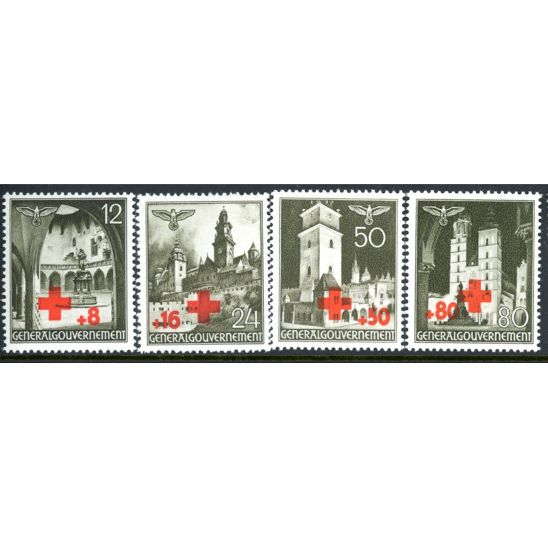 Generalgouvernement. 1940. Røde Kors, AFA nr. 54-57 **                            (o)