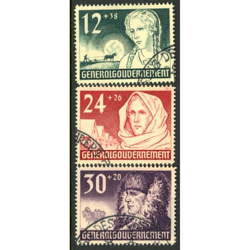 Generalgouvernement. 1940. 1-års Jubilæum, AFA nr. 58-60 **                          (o)