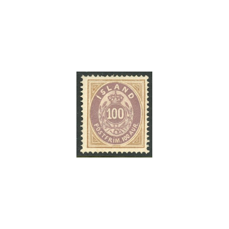 Island. 1892.  100 aur. VM II. AFA nr. 17A **   postfrisk st. stemplet FDC