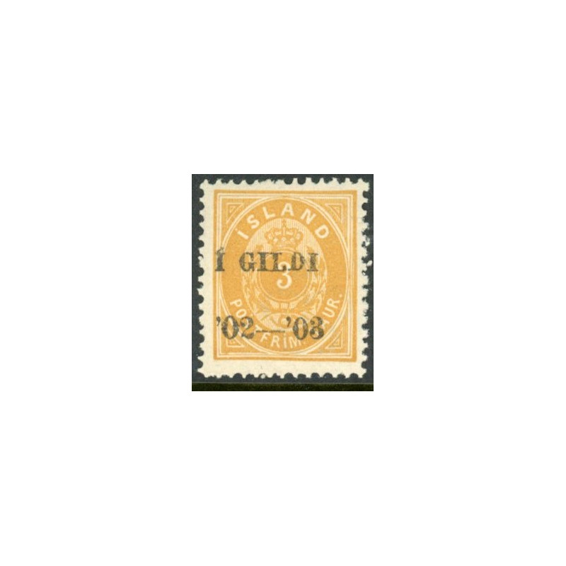 Island. 1902. 3 Aur. I GILDI (S) AFA nr. 23B **   postfrisk st. stemplet FDC