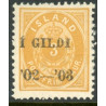 Island. 1902. 3 Aur. I GILDI (S) AFA nr. 23B **   postfrisk st. stemplet FDC
