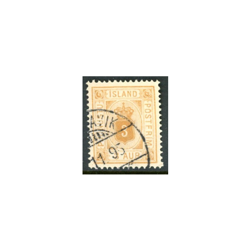 Island Tjenstemærker 3 Aur. tk. 14x13½. AFA nr. 3 **  stemplet st.