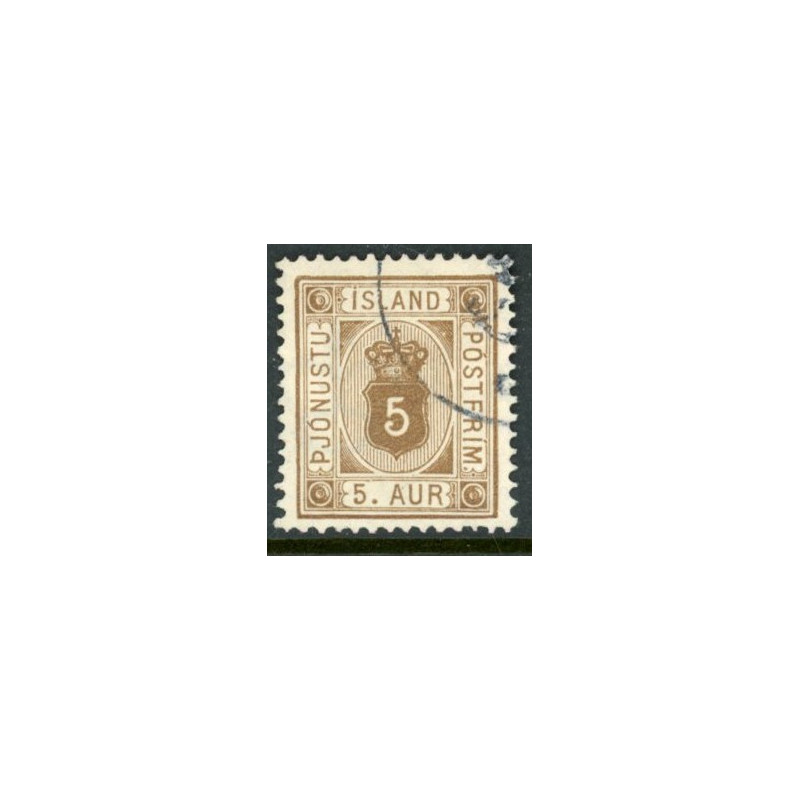 Island Tjenstemærker 5 Aur. tk. 14x13½. AFA nr. 4 **  stemplet st.
