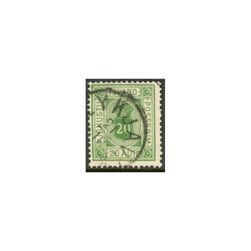 Island Tjenstemærker 20 Aur. tk. 14x13½. AFA nr. 7 **  stemplet st.