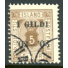 Island Tjenstemærker 5 Aur. AFA nr. 12B tk. 12 3/4 **   stemplet st.