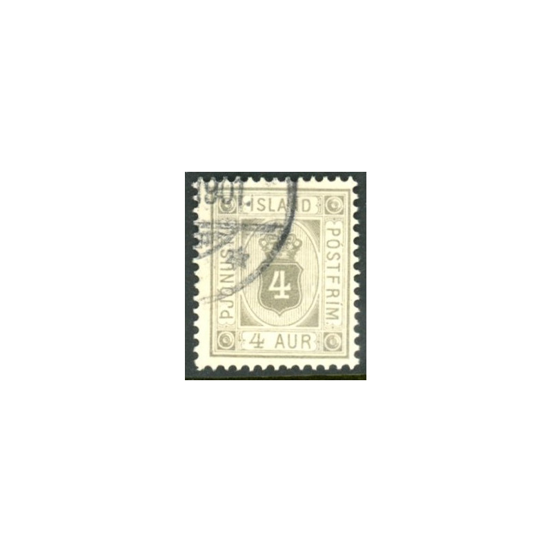 Island Tjenstemærker 4 Aur. tk. 12 3/4. AFA nr. 4B **  stemplet st.