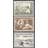 1980. Biblioteksvæsen. Træsnit og Einer Mikkelsen AFA nr. 123-25 postfrisk
