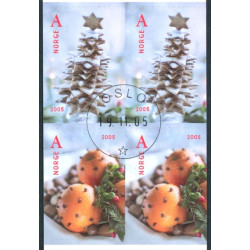 Norge. 2005.  Julefrimærker i 4-blok AFA nr. 1548Cv-49Ch ** stemplet postfrisk FDC