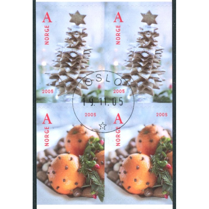 Norge. 2005.  Julefrimærker i 4-blok AFA nr. 1548Cv-49Ch ** stemplet postfrisk FDC