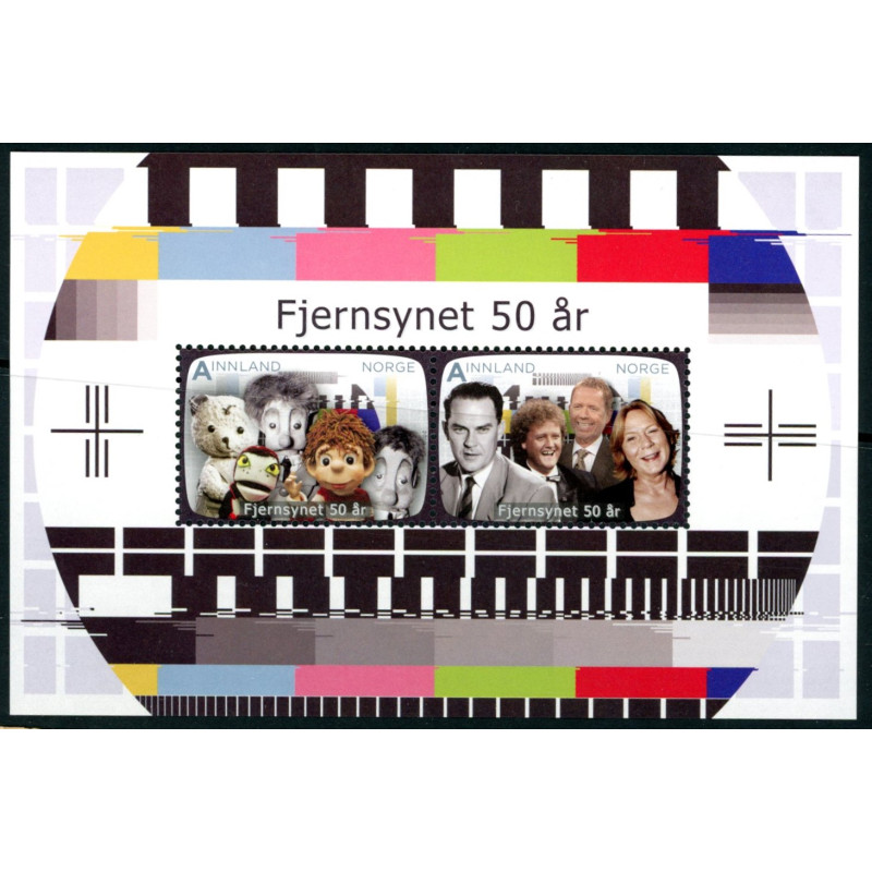 Norge. 2010. Fjernsynet 50 år. miniark AFA nr. 1727 **   stemplet postfrisk FDC