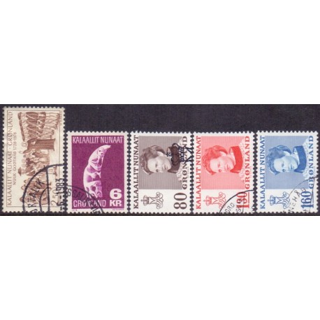 1978-79. Godthåb 250 år, Tupilak, samt suppleringsværdier (Cz. Slania) AFA nr. 110-114 postfrisk