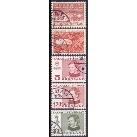 1977-8. Brønlund, Undersøgelser i Grønland samt brugsudgave (Cz. Slania) AFA nr. 104-108 postfrisk