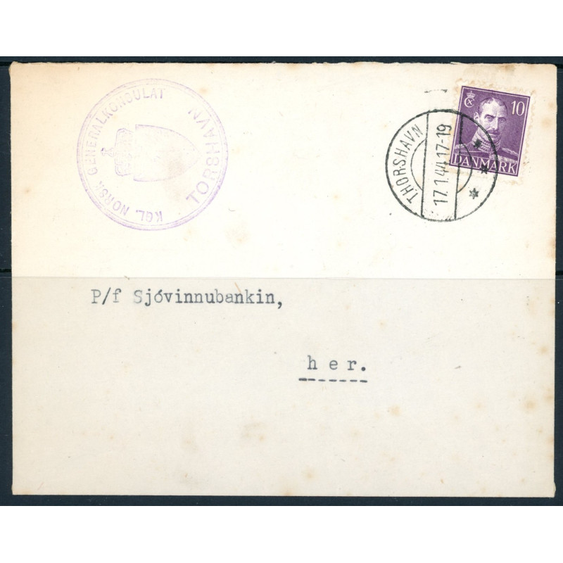 Færøerne. 1944. Lokalbrev fra Kgl. Norsk Generalkonsulat Thorshavn