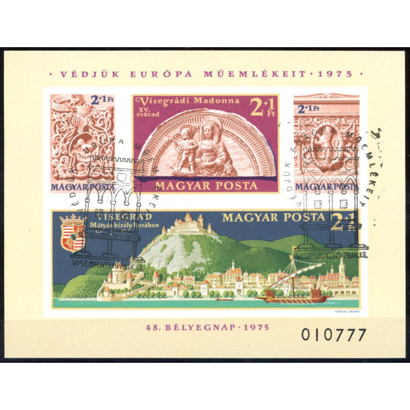Ungarn/Hungary 1975. Frimærkets dag , miniarkUTAKKET AFA nr 2988U **