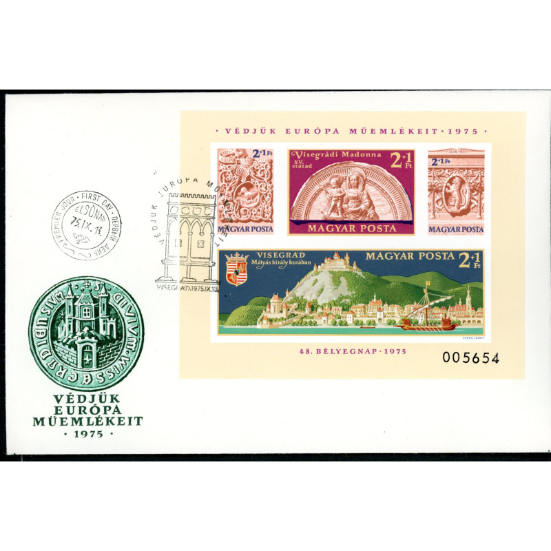Ungarn/Hungary 1975. Frimærkets dag , miniarkUTAKKET AFA nr 2988U **