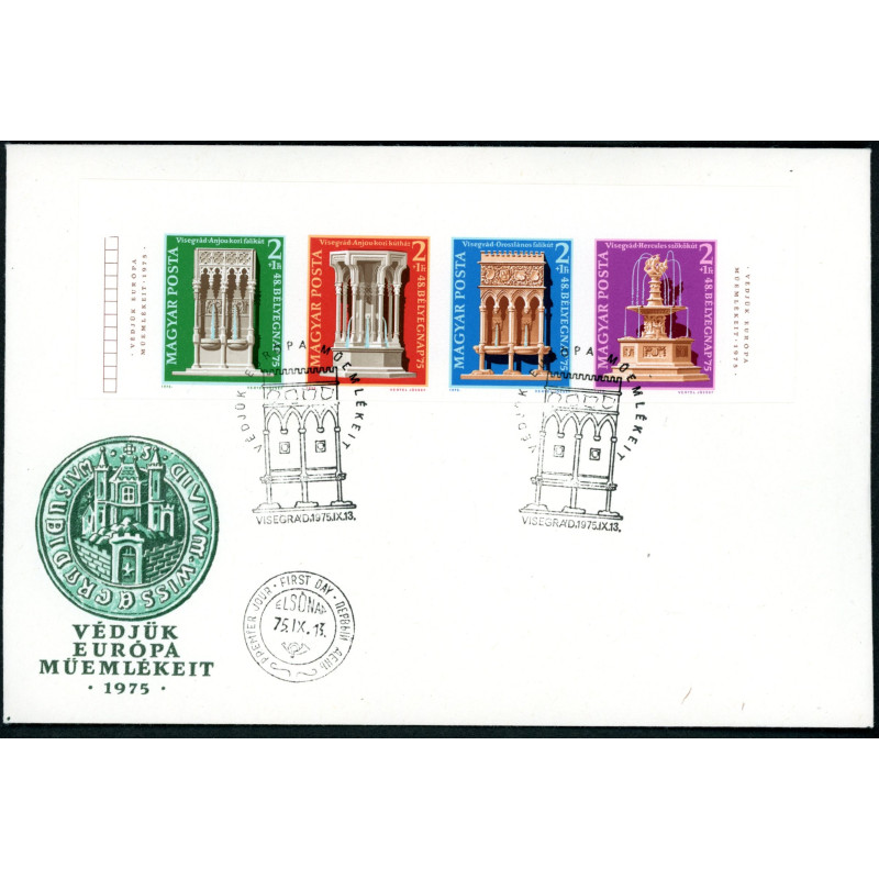 Ungarn/Hungary 1975. Frimærkets dag  stribe UTAKKET AFA nr 2984-87U **