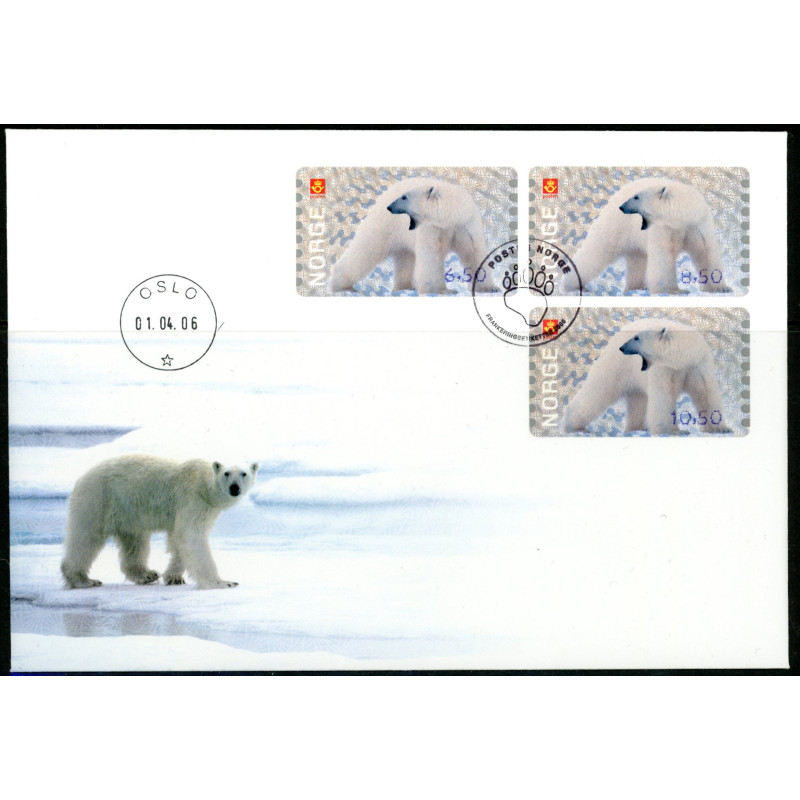 Norge. 2006. Automatmærker/ATM Isbjørne på FDC