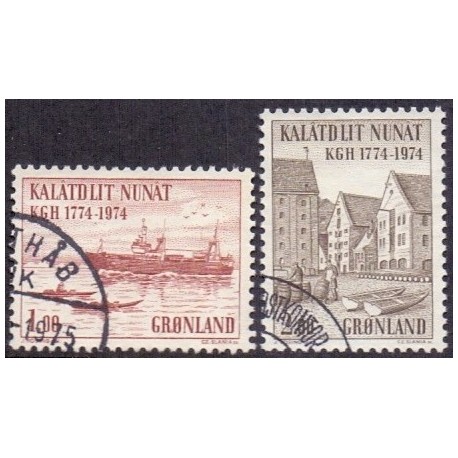 1974. 1 og 2 kr. Grønland Handel 200 år (Cz. Slania)AFA nr. 88-9 postfrisk