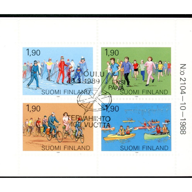 Finland. 1989. Folkeidræt i sammentryk. AFA nr. 1067-70 ** (4)   , postfrisk stemplet FDC
