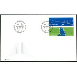 2000. Øresundsforbindelsen, med variant AFA nr. 1254x, sammentryk postfrisk Stemplet