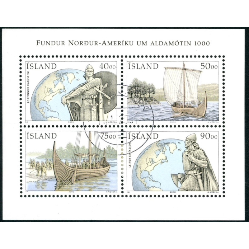Island. 2000. Opdagelse af Amerika. AFA nr. 930-33 **     postfrisk st. stemplet FDC
